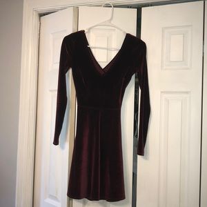 Burgundy Velvet Mini Dress